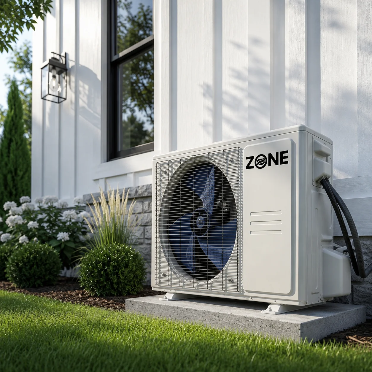 Zone Air DIY ductless mini split outdoor condenser unit installed at a home